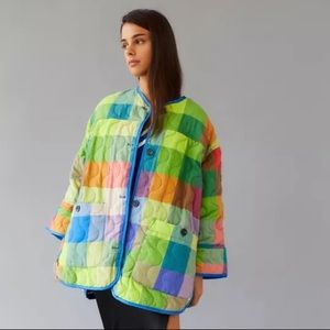 UO Rainbow Plaid Quilted Jacket